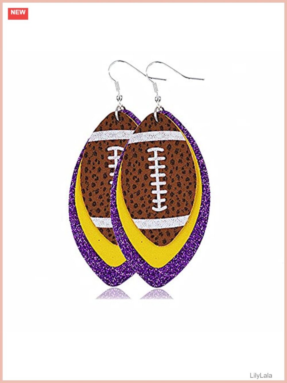 Glitter Faux Leather Football Drop Dangle Earrings for Women Gift Accessories